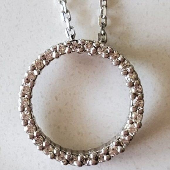 14k White Gold Diamond Infinity Love Circle Pendant Necklace 0.81TCW, 16in - Picture 2 of 5